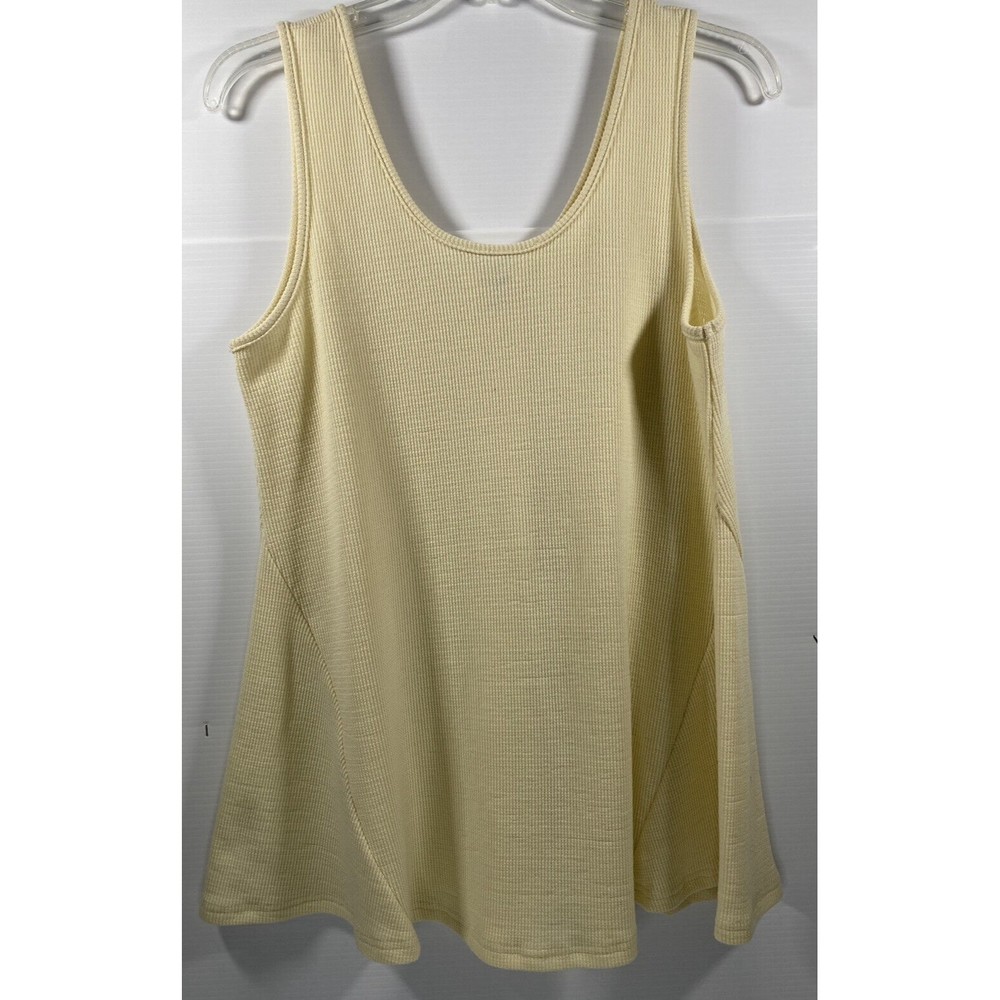 Umgee USA Womens Waffle Knit Tank Top Shirt Pale Yellow Oversized Size Small